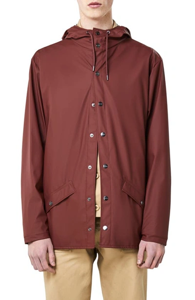 Shop Rains Lightweight Hooded Rain Jacket In Maroon