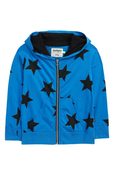 Shop Nununu Kids' Star Light Zip Hoodie In Blue