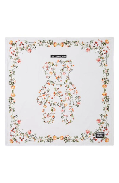 Shop Burberry Floral Thomas Bear Print Cotton Baby Blanket In White