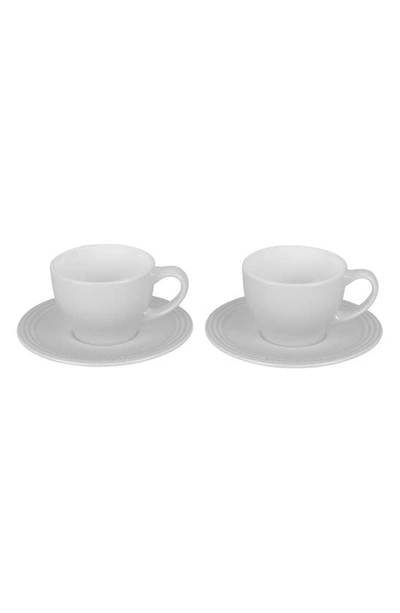 Shop Le Creuset Set Of 2 Cappuccino Cups & Saucers In White