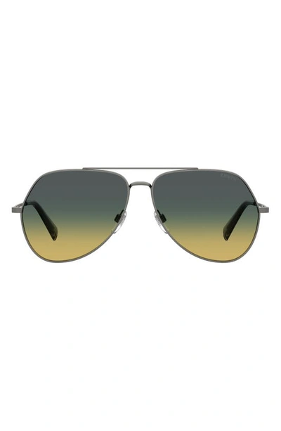Shop Levi's 60mm Mirrored Aviator Sunglasses In Ruthenium/ Yellow