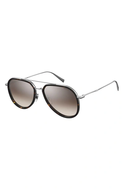 Shop Levi's 56mm Mirrored Aviator Sunglasses In Palladium/ Brown Silver