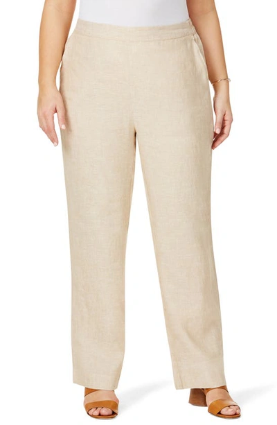 Shop Foxcroft Pull-on Linen Pants In Driftwood