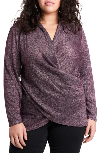 Shop 1.state Sparkle Knit Cross Front Top In Deep Plum