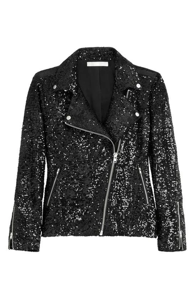 Shop Adyson Parker Sequin Moto Jacket In Black