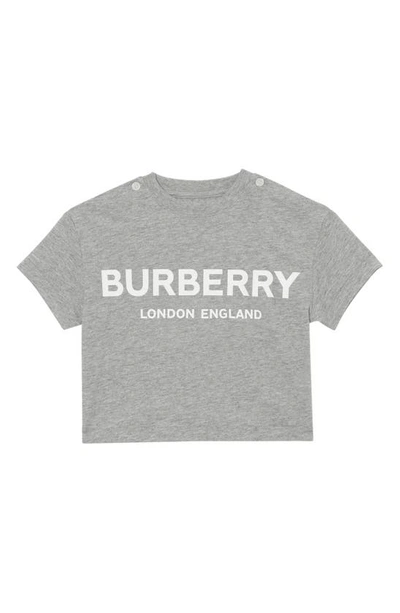 Shop Burberry Mini Robbie Logo T-shirt In Grey Melange