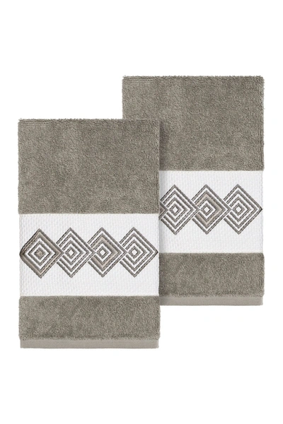 Linum Home Noah Embellished Hand Towel In Dark Grey