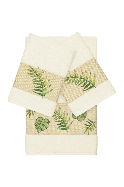 Linum Home Zoe 3-piece Embellished Towel In Cream