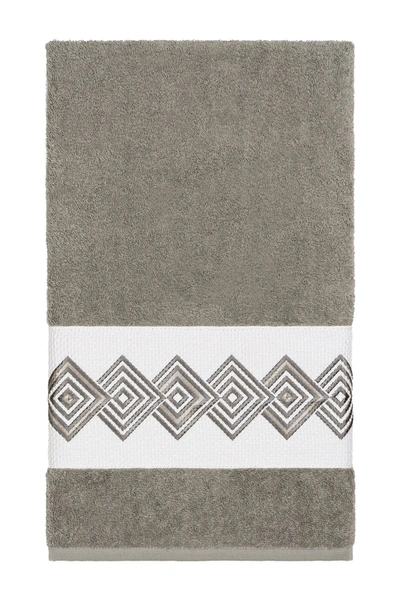 Linum Home Noah Embellished Bath Towel In Dark Grey