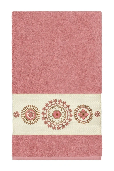 Linum Home Isabell Embellished Bath Towel In Tea Rose