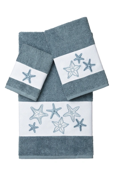 Shop Linum Home Lydia 3-piece Embellished Towel Set In Teal