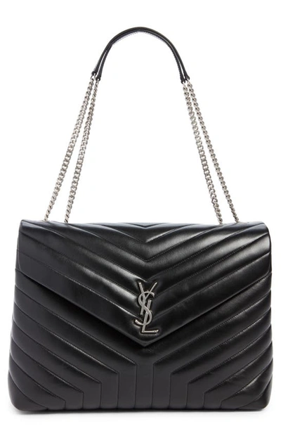 Shop Saint Laurent Large Loulou Matelasse Leather Shoulder Bag In Nero