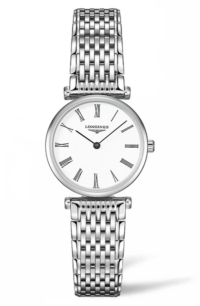 Shop Longines La Grande Classique De  Bracelet Watch, 24mm In Silver/ White/ Silver