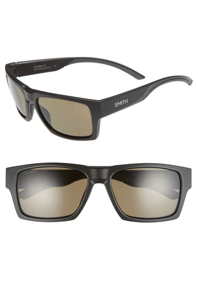 Shop Smith Outlier 2 57mm Chromapop™ Polarized Square Sunglasses In Matte Black