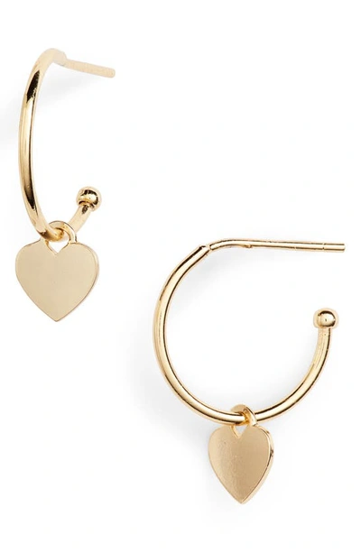 Shop Estella Bartlett Heart Drop Hoop Earrings In Gold