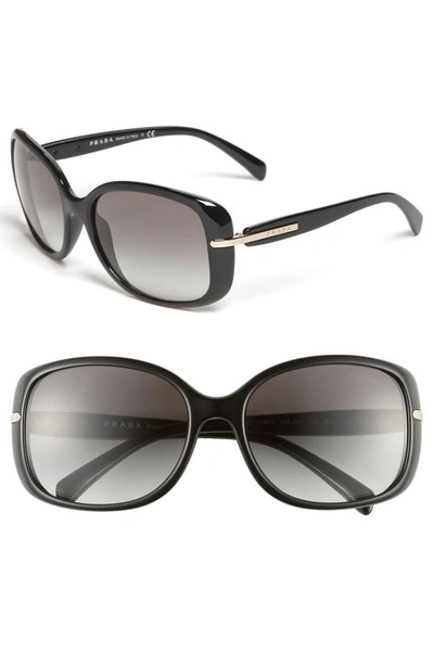 Shop Prada 57mm Rectangular Sunglasses In Black/ Grey Gradient