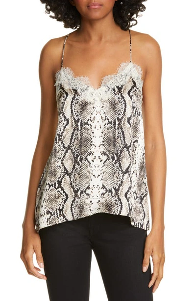 Shop Cami Nyc The Racer Lace Trim Silk Camisole In Snake