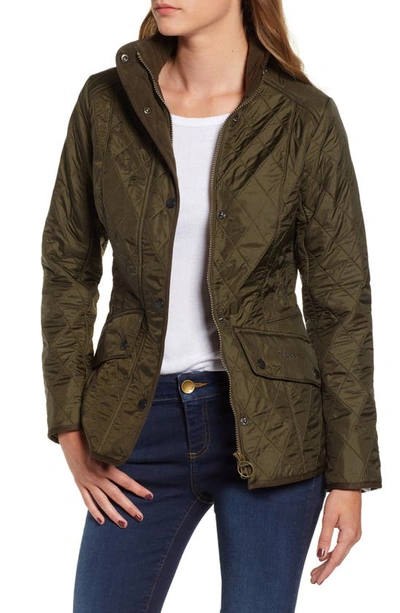 Shop Barbour Cavalry Quilted Jacket In Dark Olive/ Olive