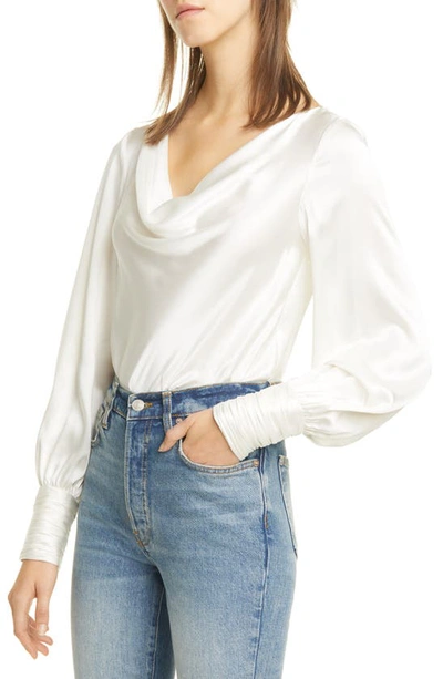 Shop Cinq À Sept Taylee Silk Satin Blouse In Ivory