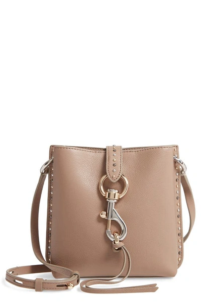 Shop Rebecca Minkoff Mini Megan Studded Leather Feed Bag In Sandrift