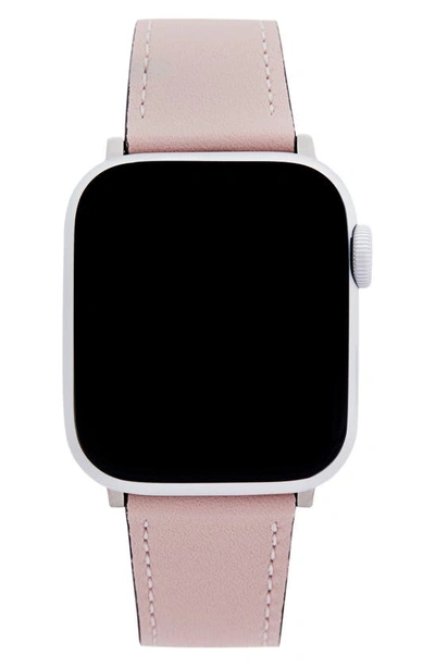Shop Rebecca Minkoff Leather Apple Watch Strap In Blush