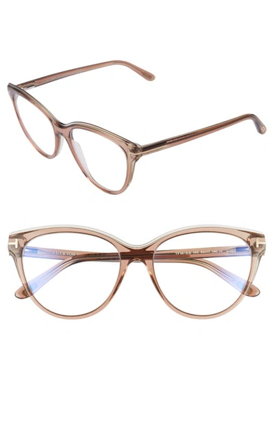 Shop Tom Ford 54mm Blue Light Blocking Optical Glasses In Shiny Light Brown