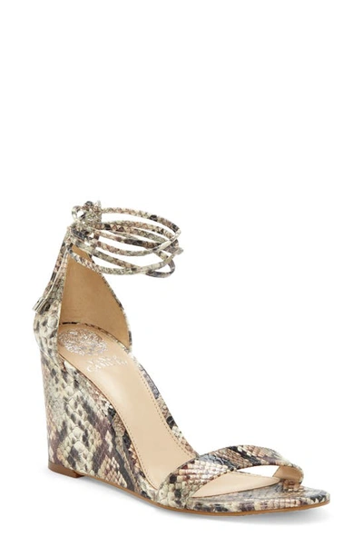 Shop Vince Camuto Stassia Wraparound Wedge Sandal In Taupe Brown Leather