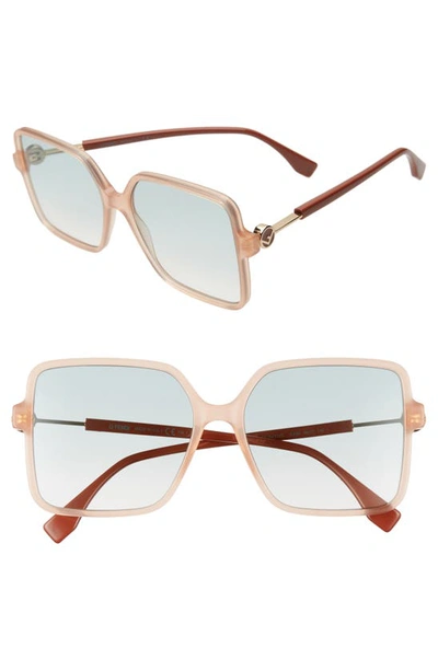 Shop Fendi 58mm Gradient Square Sunglasses In Brick Cora/ Grey Green