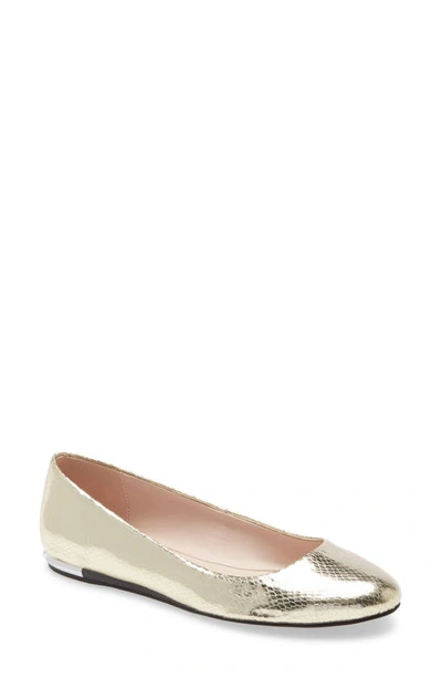 Shop Calvin Klein Kosi Skimmer Flat In Champagne Faux Leather