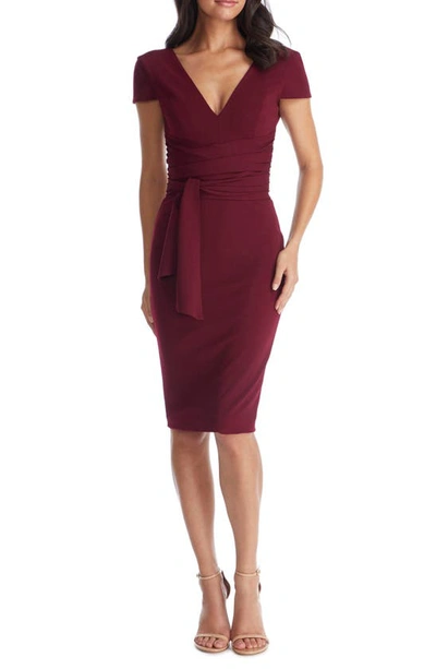 Shop Dress The Population Dana Wrap Waist Cocktail Dress In Burgundy