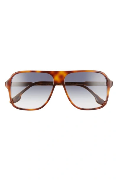 Shop Victoria Beckham Navigator Corewire 59mm Sunglasses In Tortoise