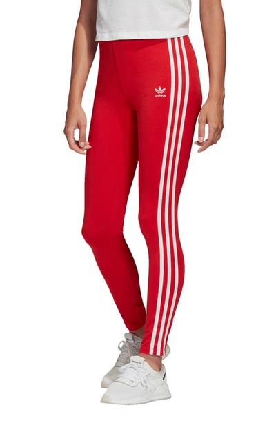 Shop Adidas Originals Adicolor 3-stripes Tights In Lush Red/ White