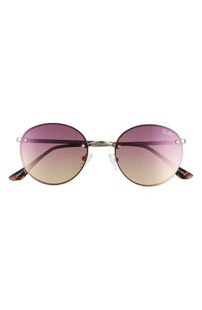 Shop Quay X Elle Ferguson Farrah 53mm Round Sunglasses In Silver/ Purple Pink Yellow