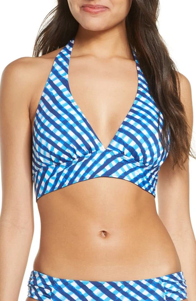 Shop Tommy Bahama Harbour Island Reversible Halter Bikini Top In Azure Blue