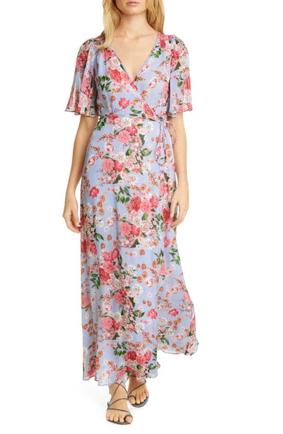 Shop Bytimo Floral Wrap Maxi Dress In Blue Dream
