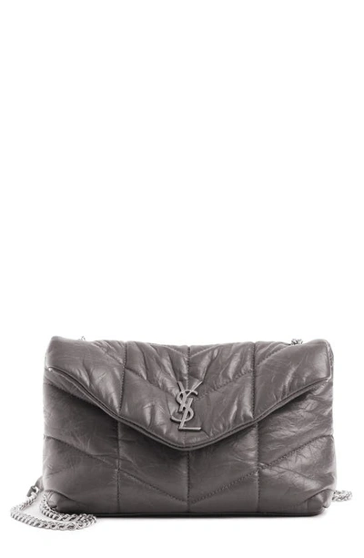 Shop Saint Laurent Toy Loulou Puffer Quilted Leather Crossbody Bag In Storm