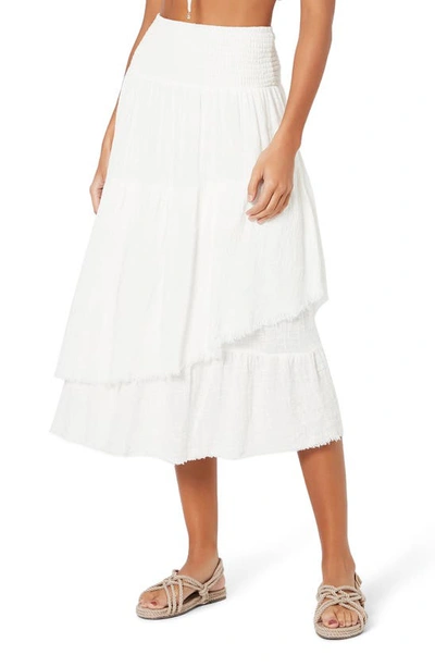 Shop Minkpink Shifting Sands Ruffle Midi Skirt In White