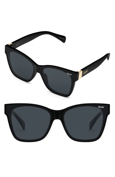 Shop Quay After Party 57mm Flat Front Square Sunglasses In Black/ Smoke