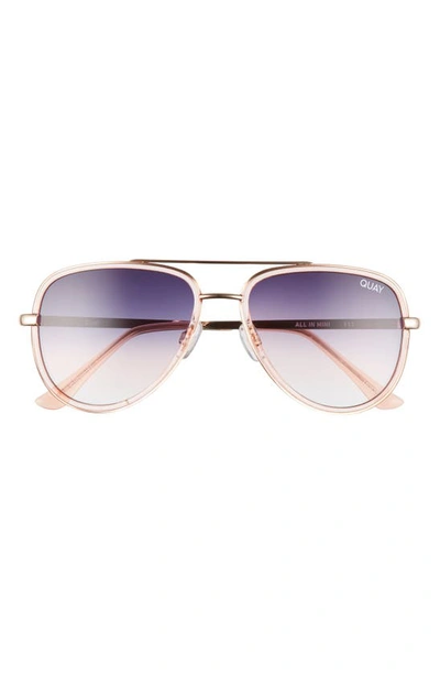 Shop Quay All In 52mm Mini Aviator Sunglasses In Light Pink/ Blue Fade