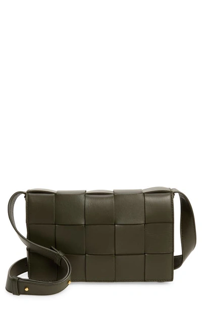 Shop Bottega Veneta Intrecciato Leather Crossbody Bag In Camping-gold