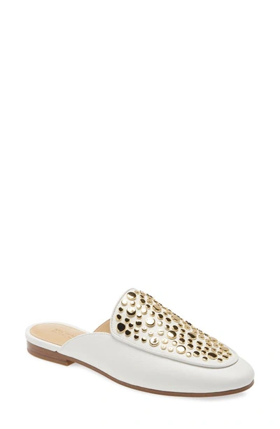 Shop Michael Michael Kors Farrow Studded Mule In Optic White Leather