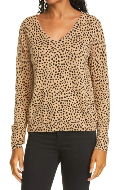 Shop Atm Anthony Thomas Melillo Cheetah Print Cotton & Cashmere Sweater In Camel/ Black Combo