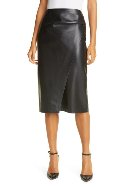 Shop Hugo Boss Valedy Faux Leather Wrap Front Skirt In Black