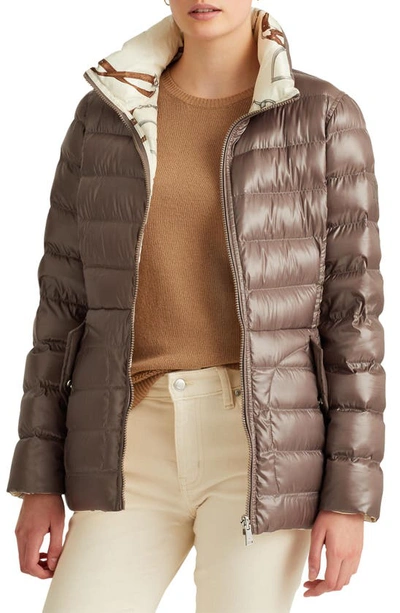 Lauren Ralph Lauren Reversible Down Puffer Coat In Truffle | ModeSens