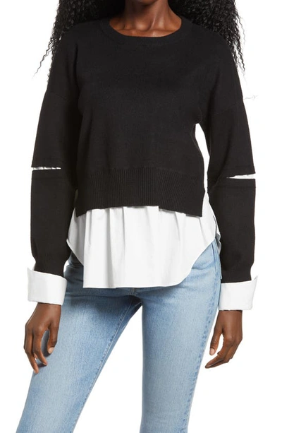 Shop English Factory Layered Sweater In Black White