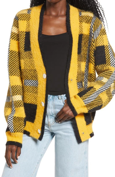 Shop English Factory Check Cardigan In Yellow Multi