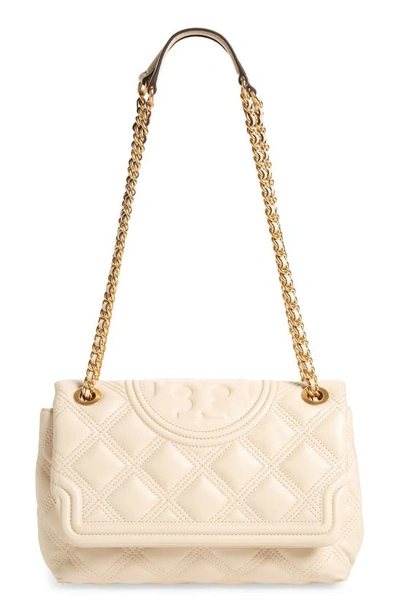 Shop Tory Burch Fleming Soft Quilted Lambskin Leather Shoulder Bag In New Cream