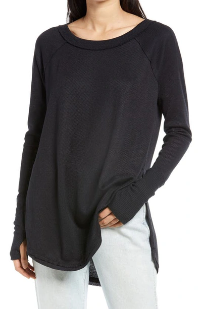 Shop Free People Snowy Thermal Shirt In Black