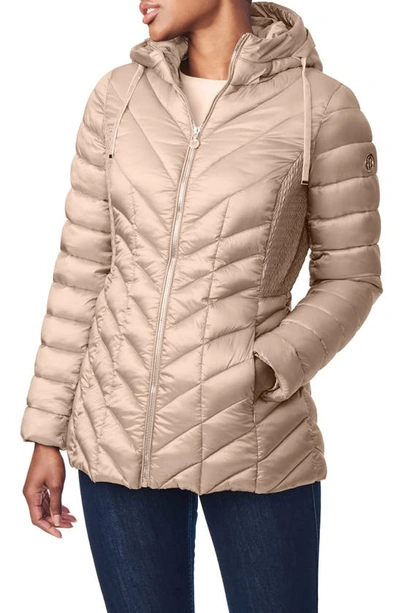 Shop Bernardo Ecoplume™ Hooded Packable Puffer Jacket In Peach Glow