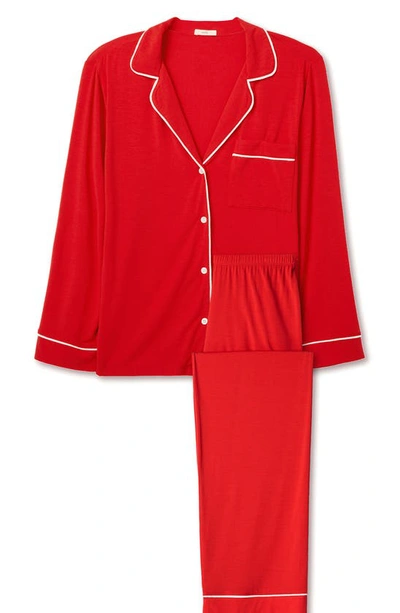 Shop Eberjey Gisele Jersey Knit Pajamas In Haute Red